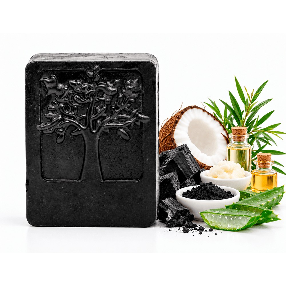 Jabón de Carbón Activado estilo artesanal Ingredientes 100% Naturales