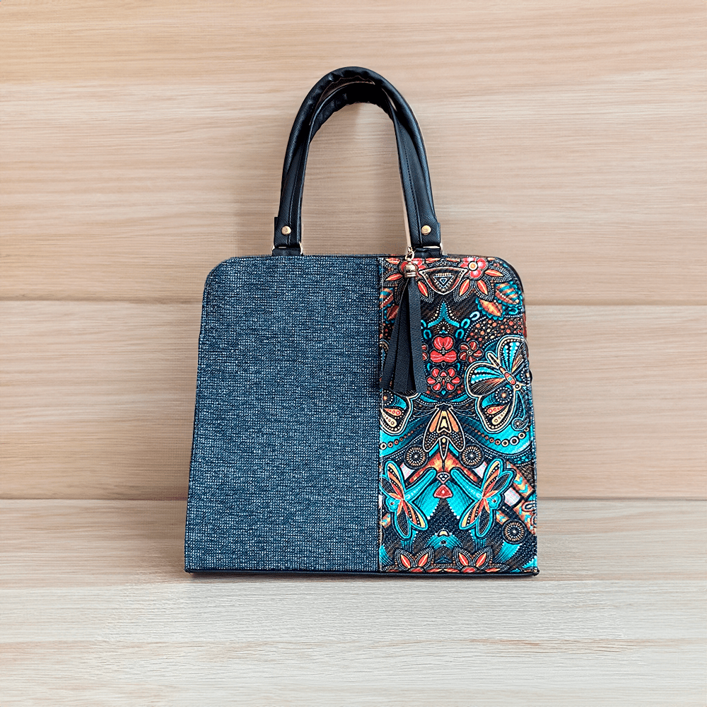 bolsa de mano artesanal de yute color gris