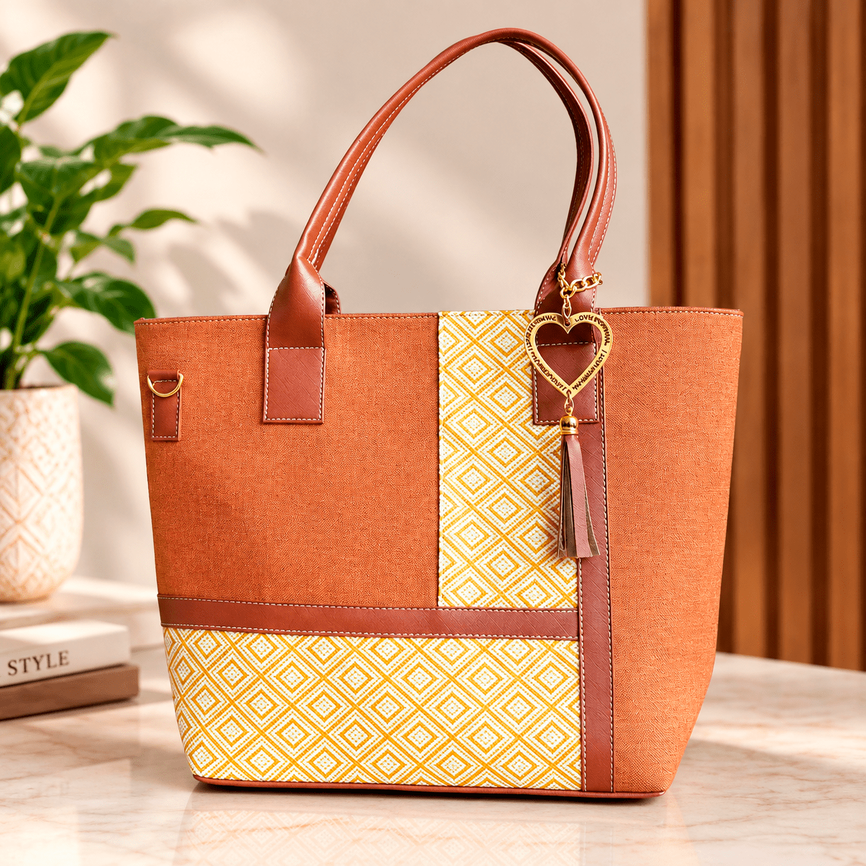 Bolsa de mano de yute color café